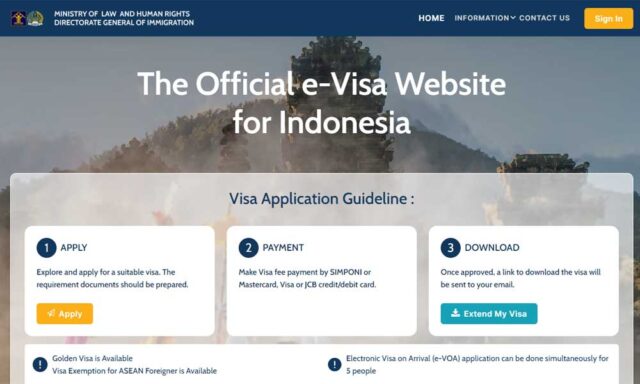 インドネシア到着ビザ事前取得システム（e-VOA）手続き手順
